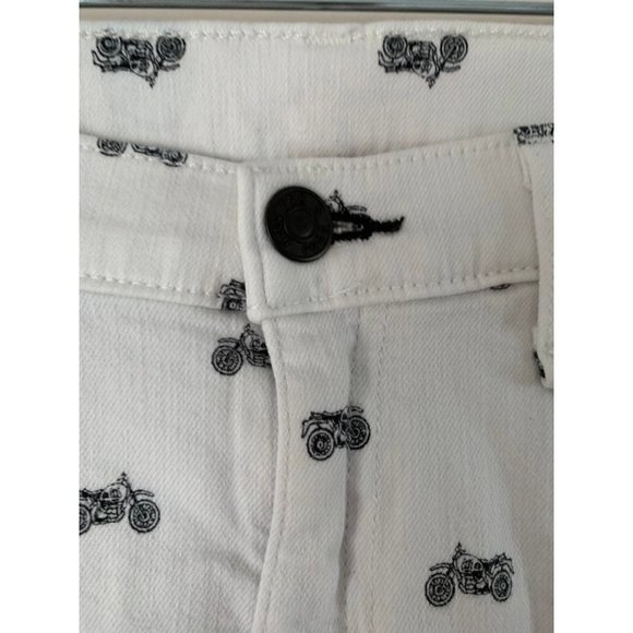 Rag & Bone ๐ Jean Shorts sz26 29 waist White mid rise motocycle print - Picture 4 of 11